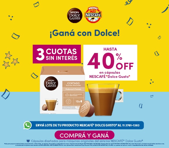 30% OFF en cápsulas Dolce Gusto + Envío gratis