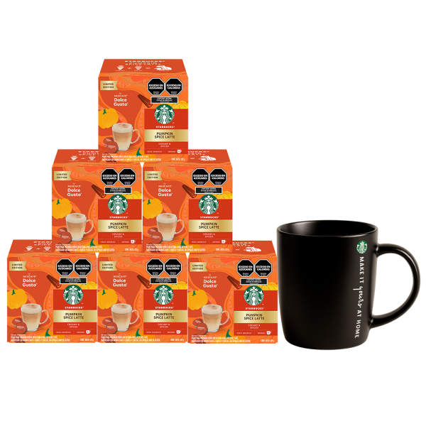 COMBO STARBUCKS® PUMPKIN SPICE LATTE 6 CAJAS + 1 TAZA STARBUCKS