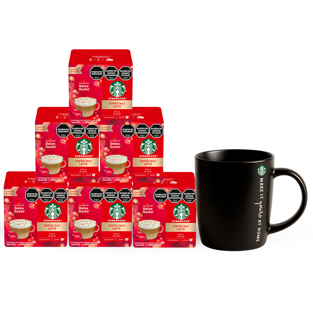COMBO STARBUCKS® TOFFEE NUT LATTE 6 CAJAS + 1 TAZA STARBUCKS