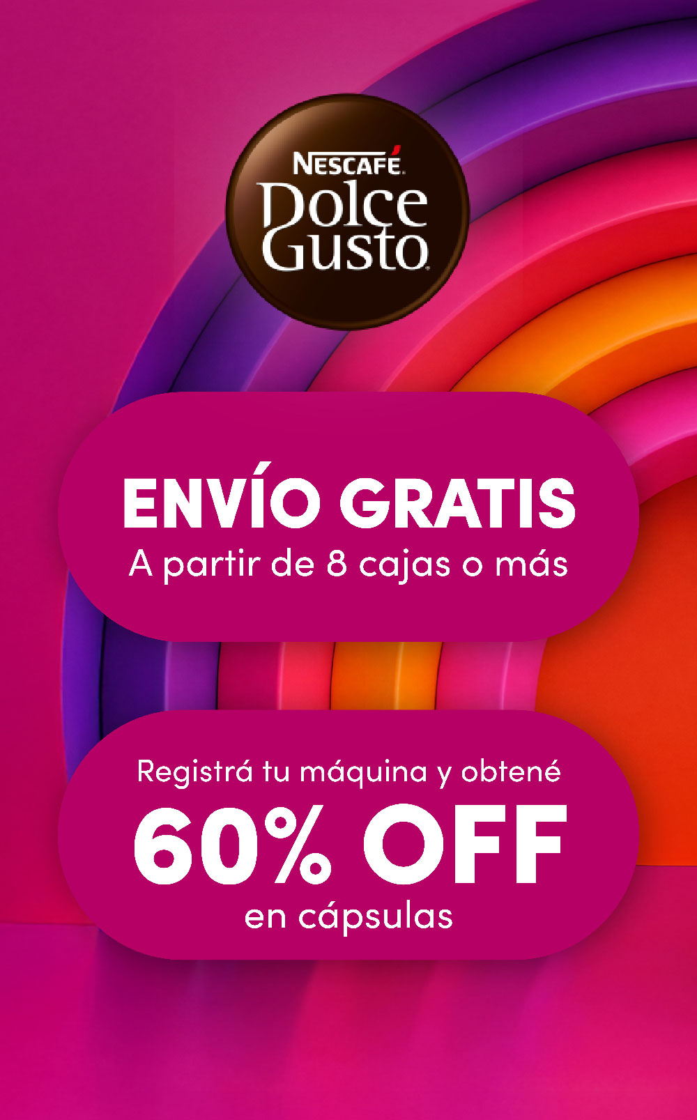 Env&iacute;o gratis a partir de 8 cajas o m&aacute;s. Registr&aacute; tu m&aacute;quina y obten&eacute; 60% OFF en c&aacute;psulas.